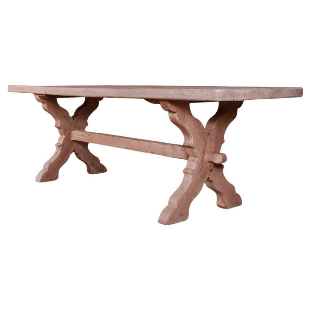 French Bleached Oak Trestle Table