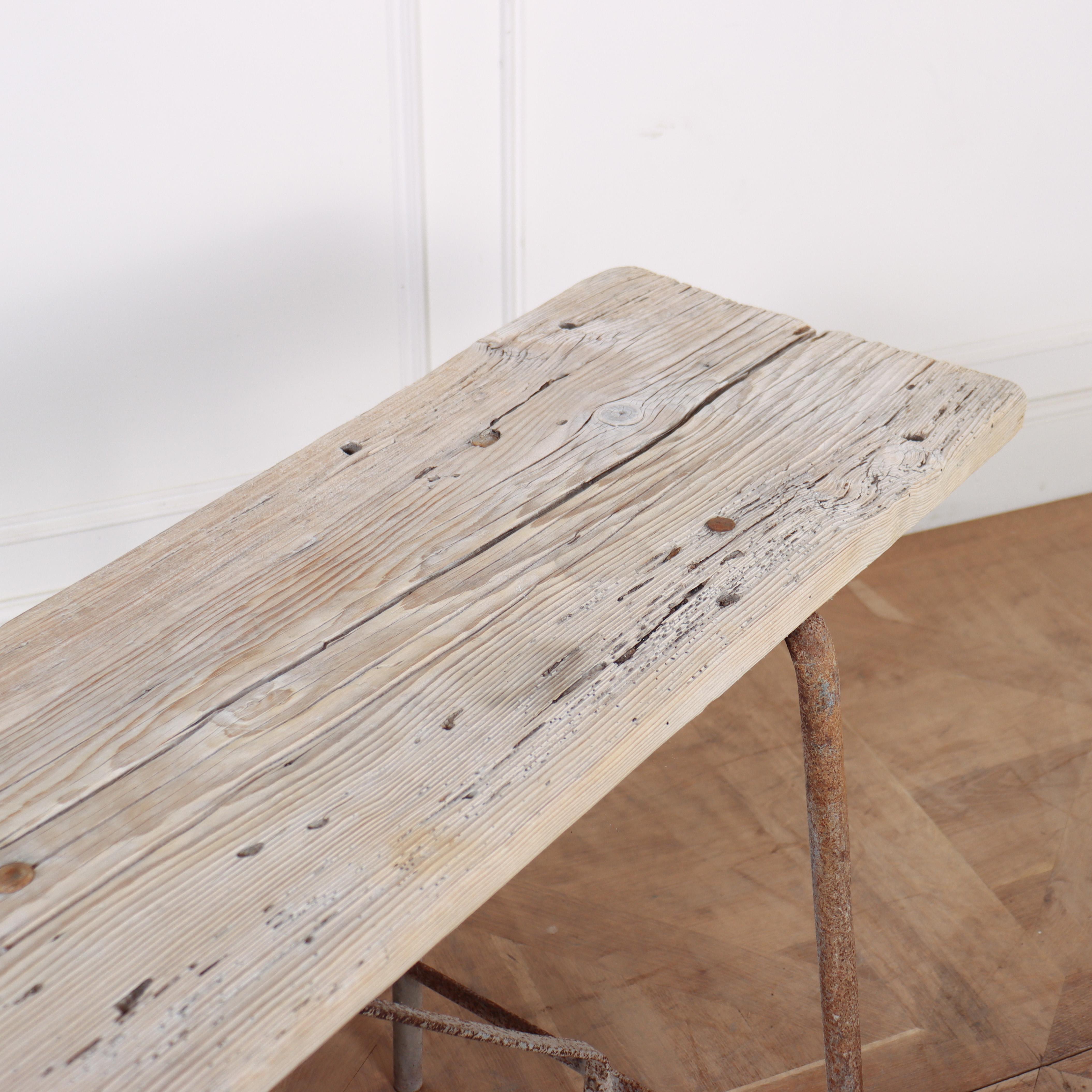 French Bleached Trestle Table In Fair Condition For Sale In Leamington Spa, Warwickshire