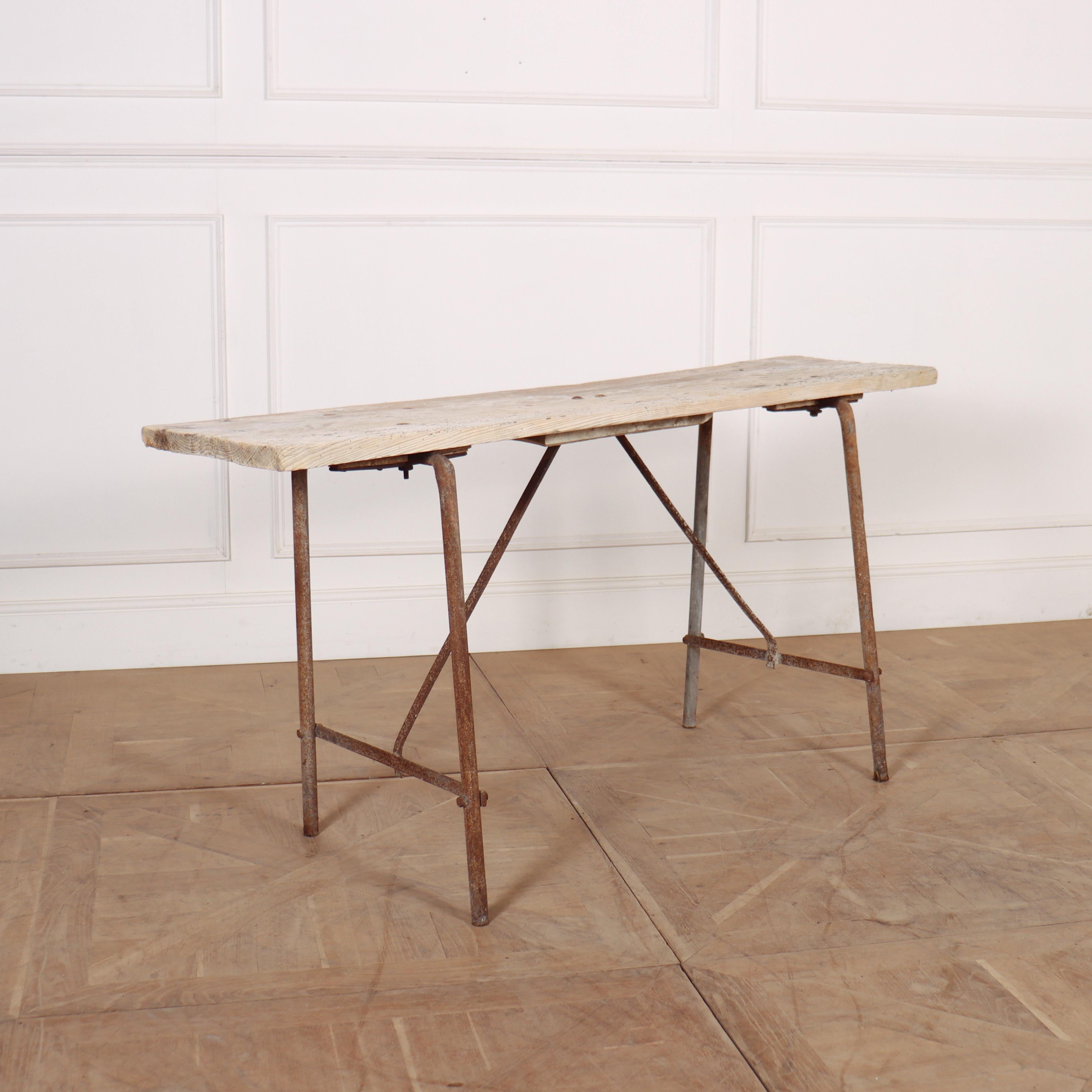 19th Century French Bleached Trestle Table For Sale