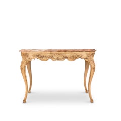 French Bleached Walnut and Marble Occasional Table