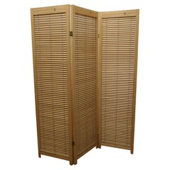 French Blonde Beech Louvered Screen Room Divider the Screen Has 3 Folds
