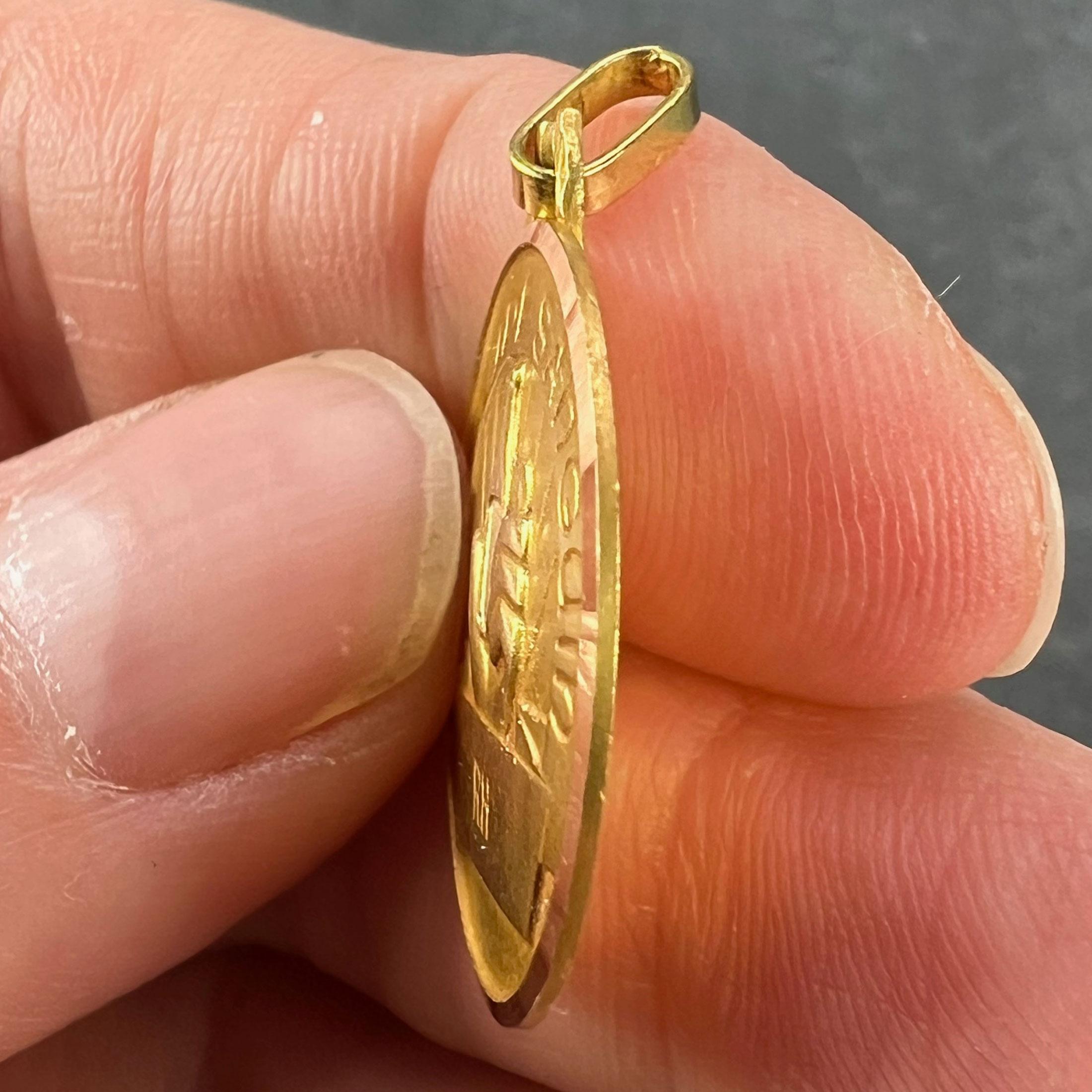 French Blood Group Type Medical 18K Yellow Gold Charm Medal Pendant For Sale 3