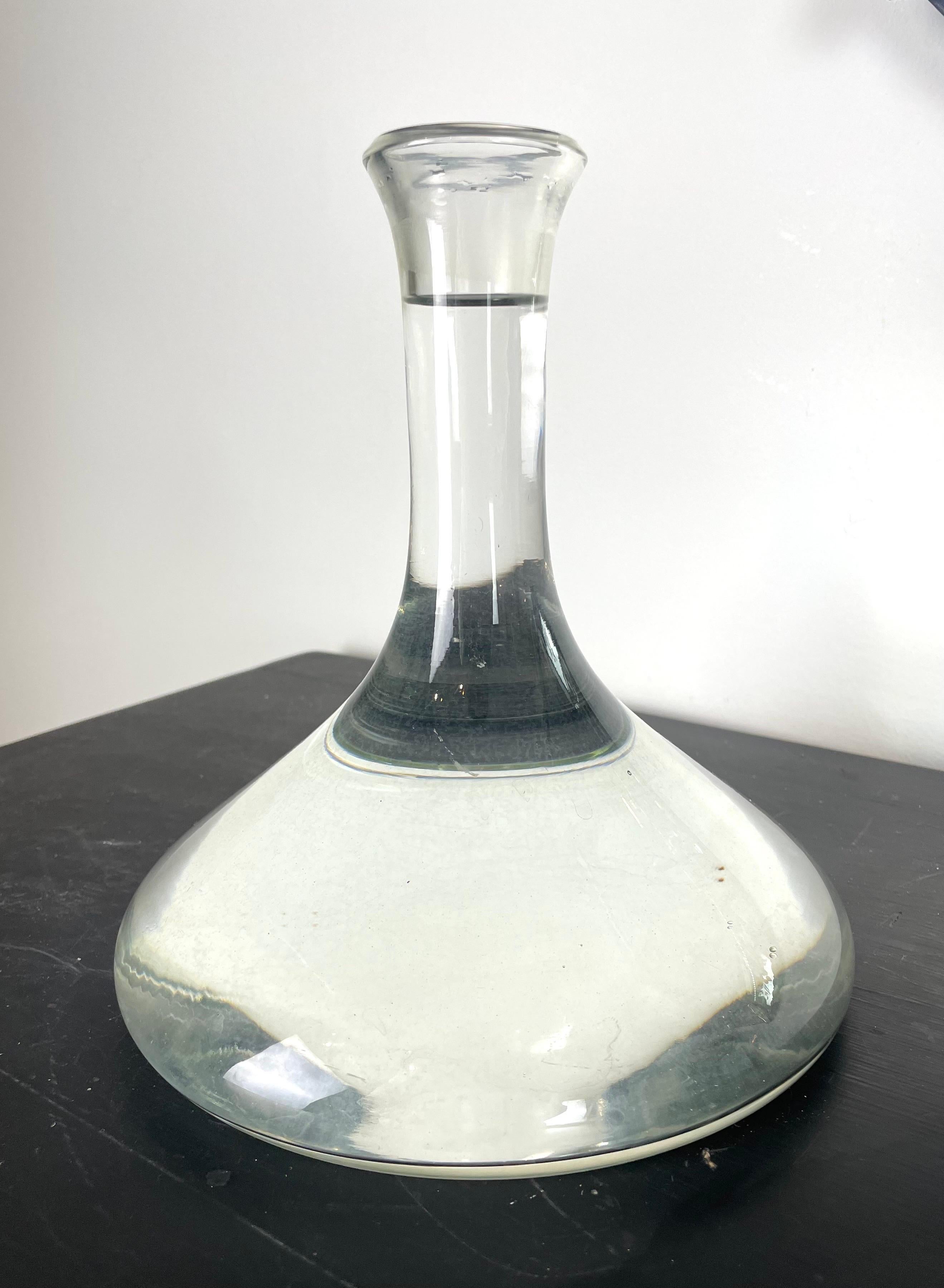 French Blown Glass Carafe & Glass Stopper, Decanter Wine Whiskey France, 1950/60 3