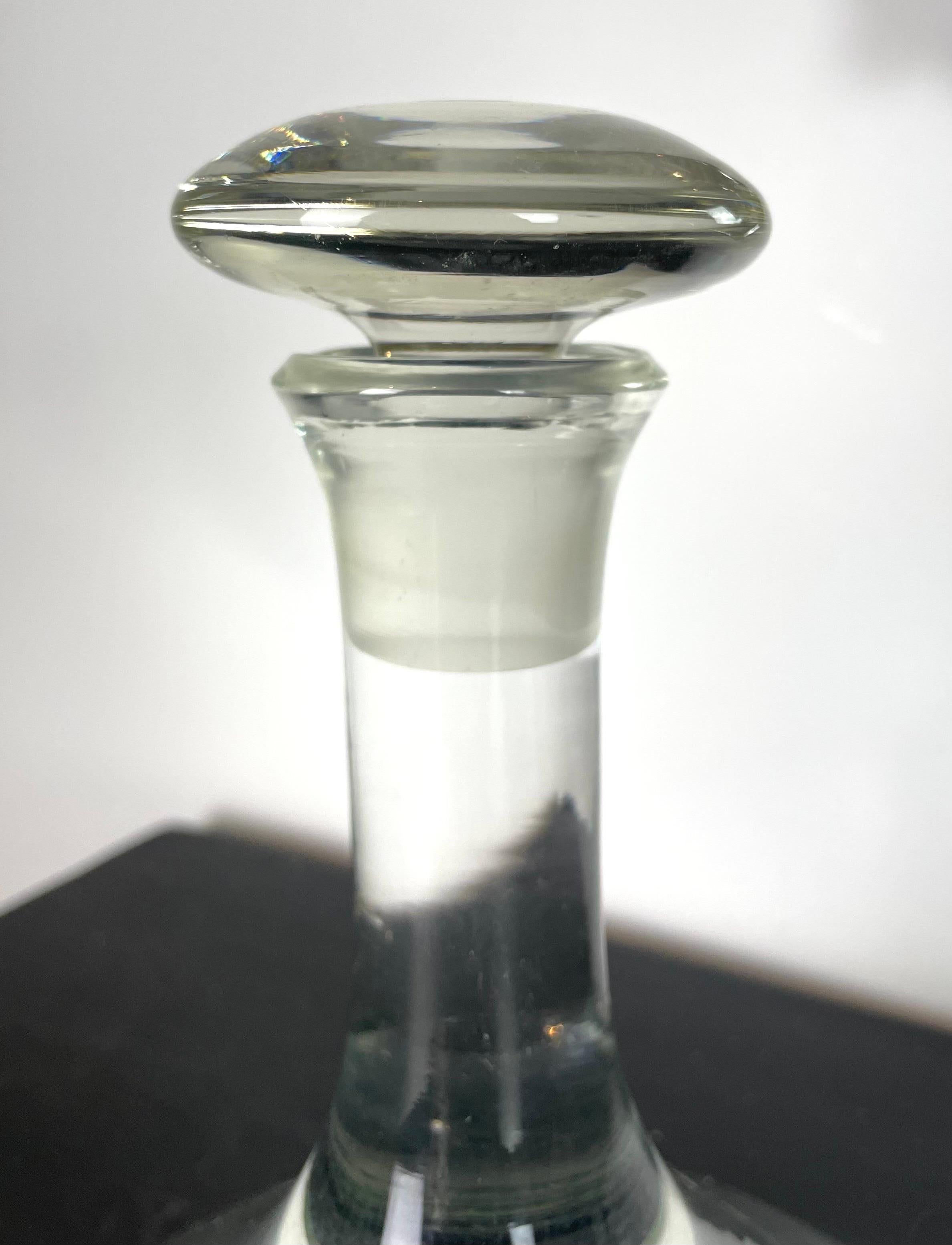 French Blown Glass Carafe & Glass Stopper, Decanter Wine Whiskey France, 1950/60 4