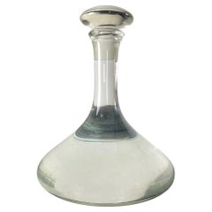 French Blown Glass Carafe & Glass Stopper, Decanter Wine Whiskey France, 1950/60