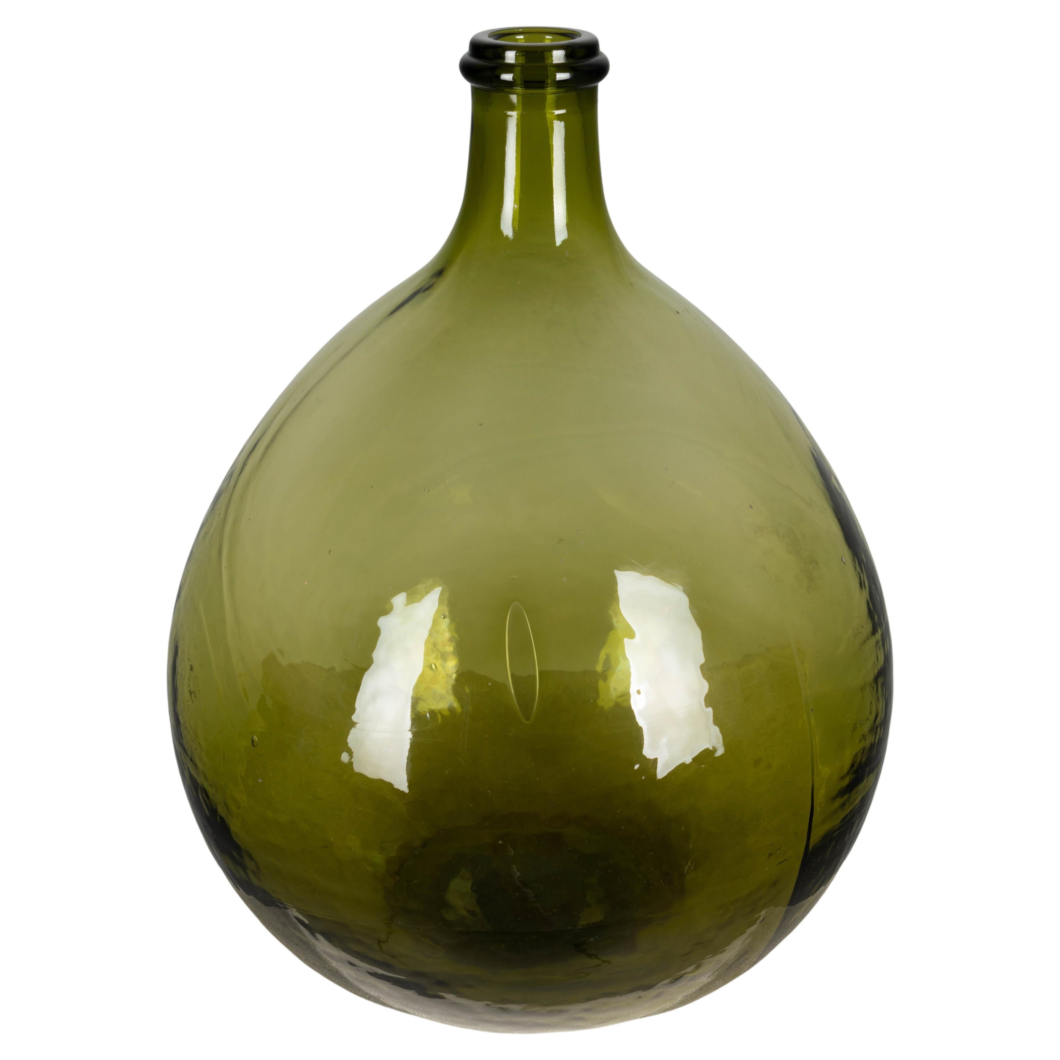 Green Handblown Vintage Glass Bottle Demijohn by Viresa, 1970s at