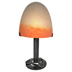 French Blown Glass Handmade Iron Base Table Lamp