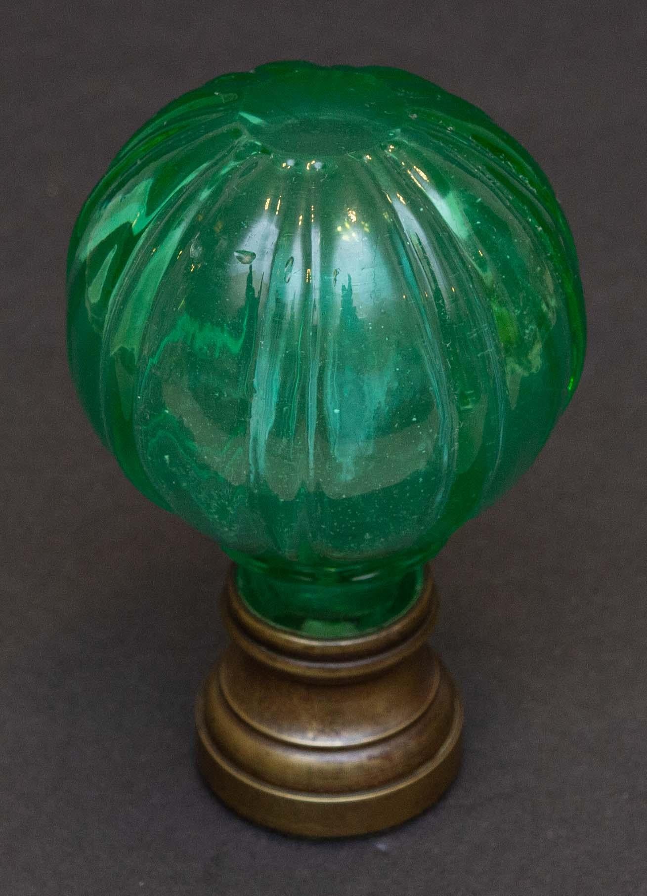 Antique French blown glass newel post finial. Early 20th century.