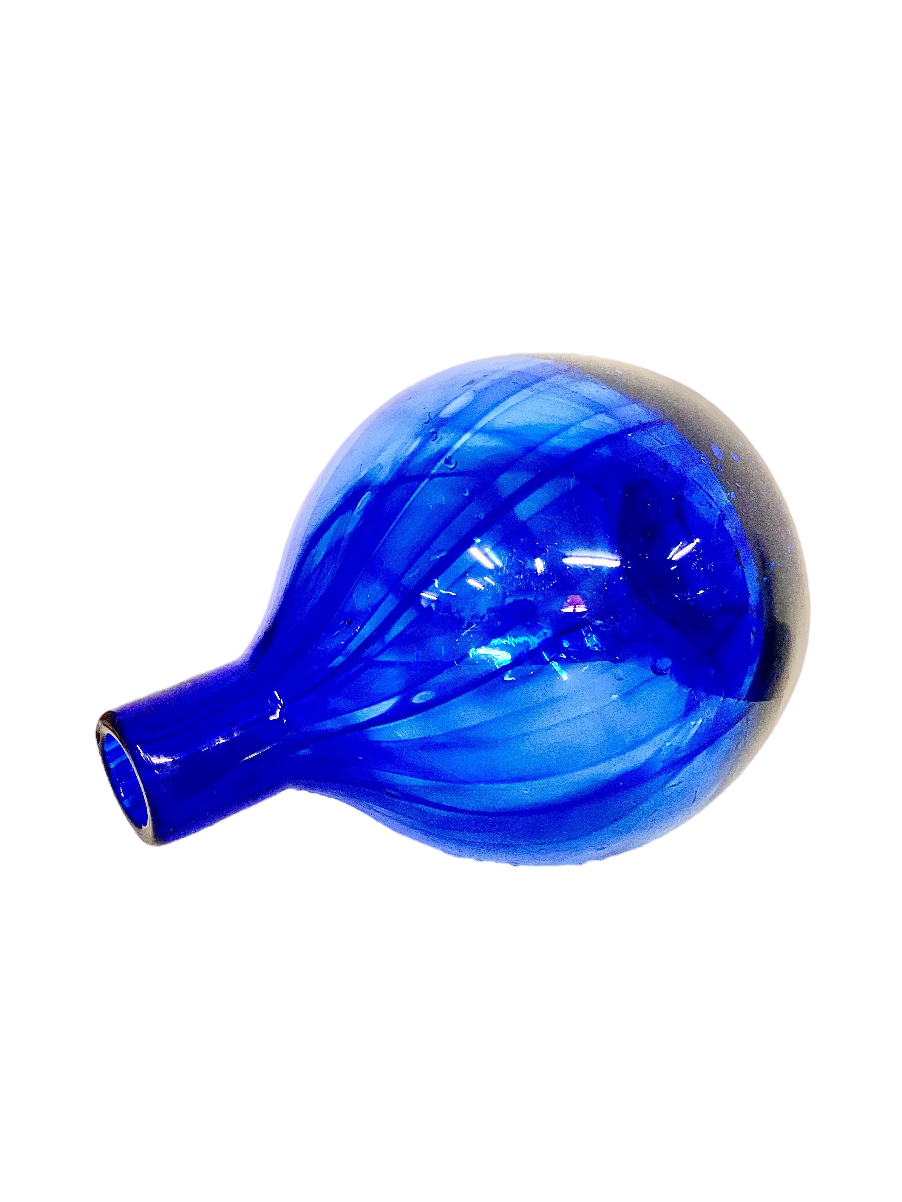 20th Century Blue Blown Glass Vase by Jean Claude Novaro For Sale