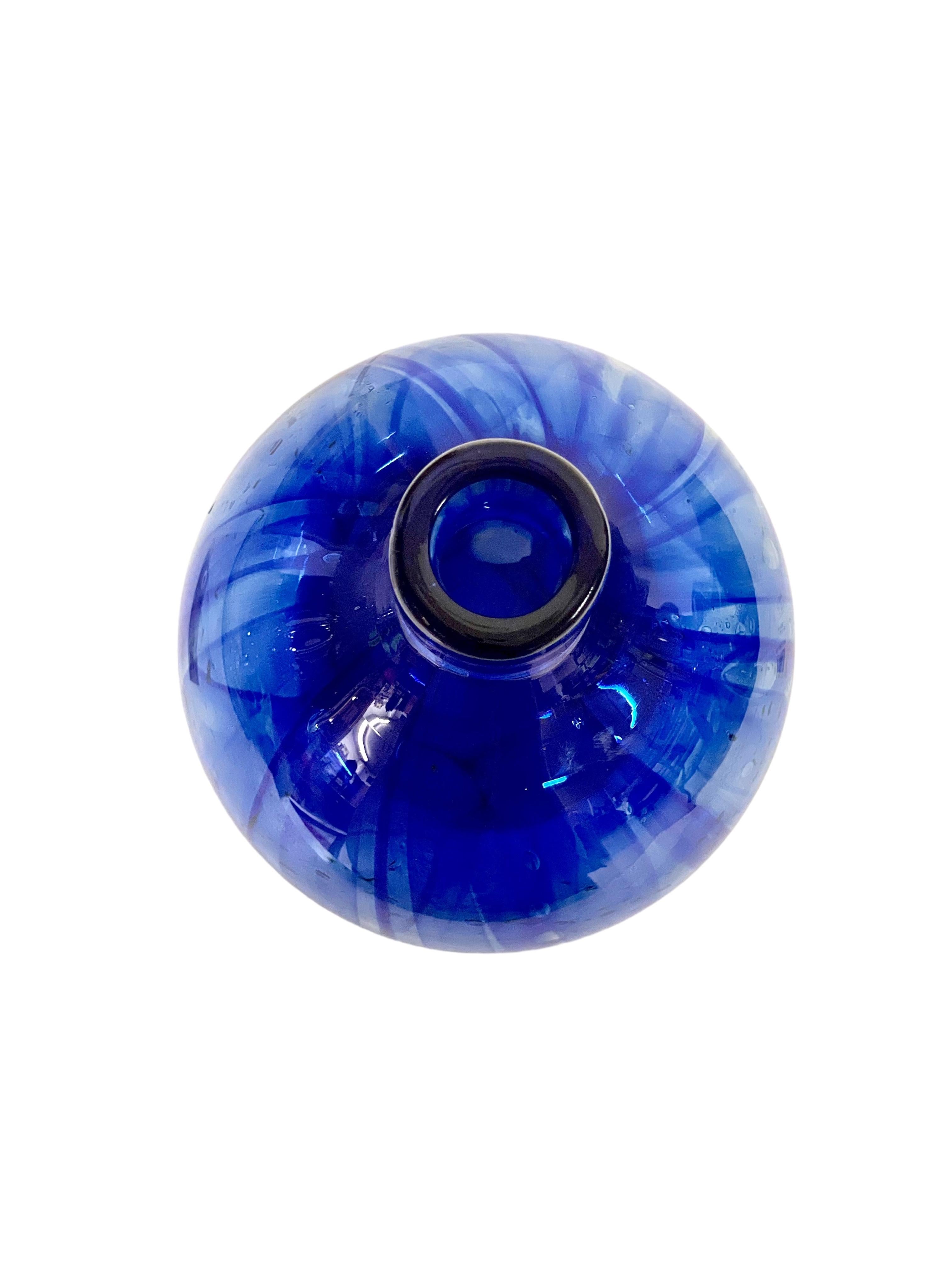 Blue Blown Glass Vase by Jean Claude Novaro For Sale 2