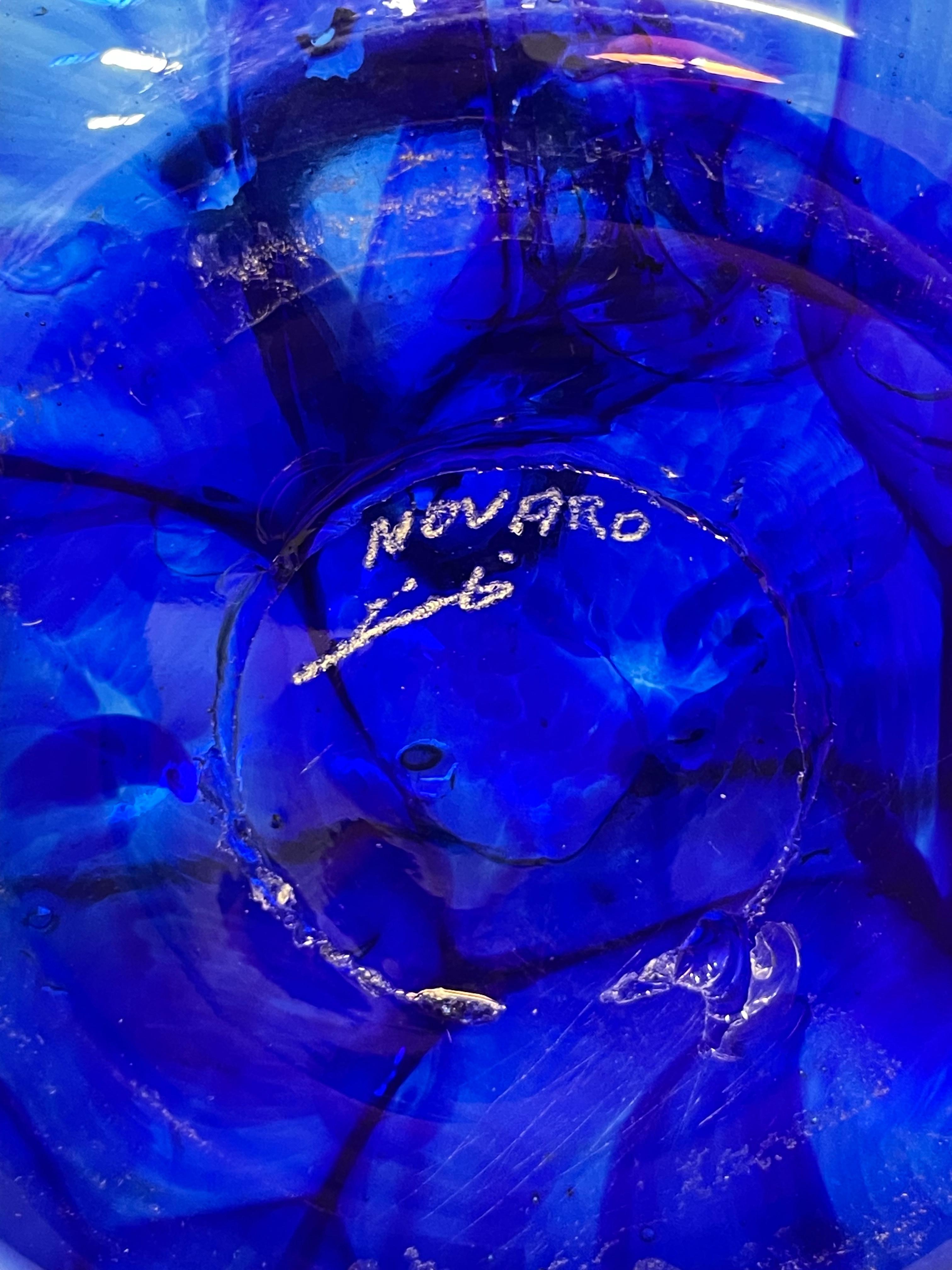 Blue Blown Glass Vase by Jean Claude Novaro For Sale 3
