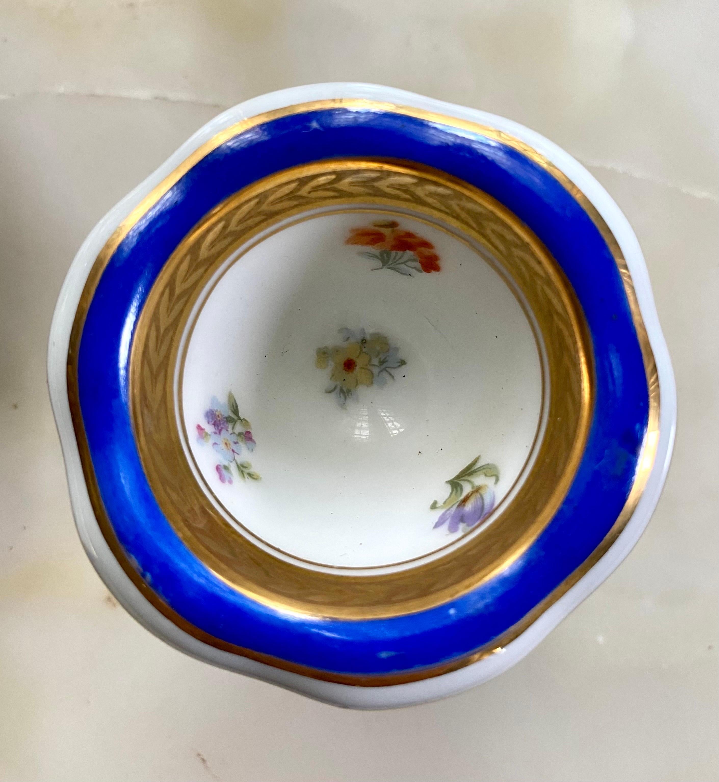 French Blue and Gold Soft-Boiled Egg Service, Porcelain Limoges, France, 1928 For Sale 3