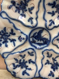 French Blue and White Faience Oyster Plate Moustiers Style, circa 1940