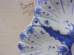 French Blue and White Faience Oyster Plate Moustiers Style, circa 1940