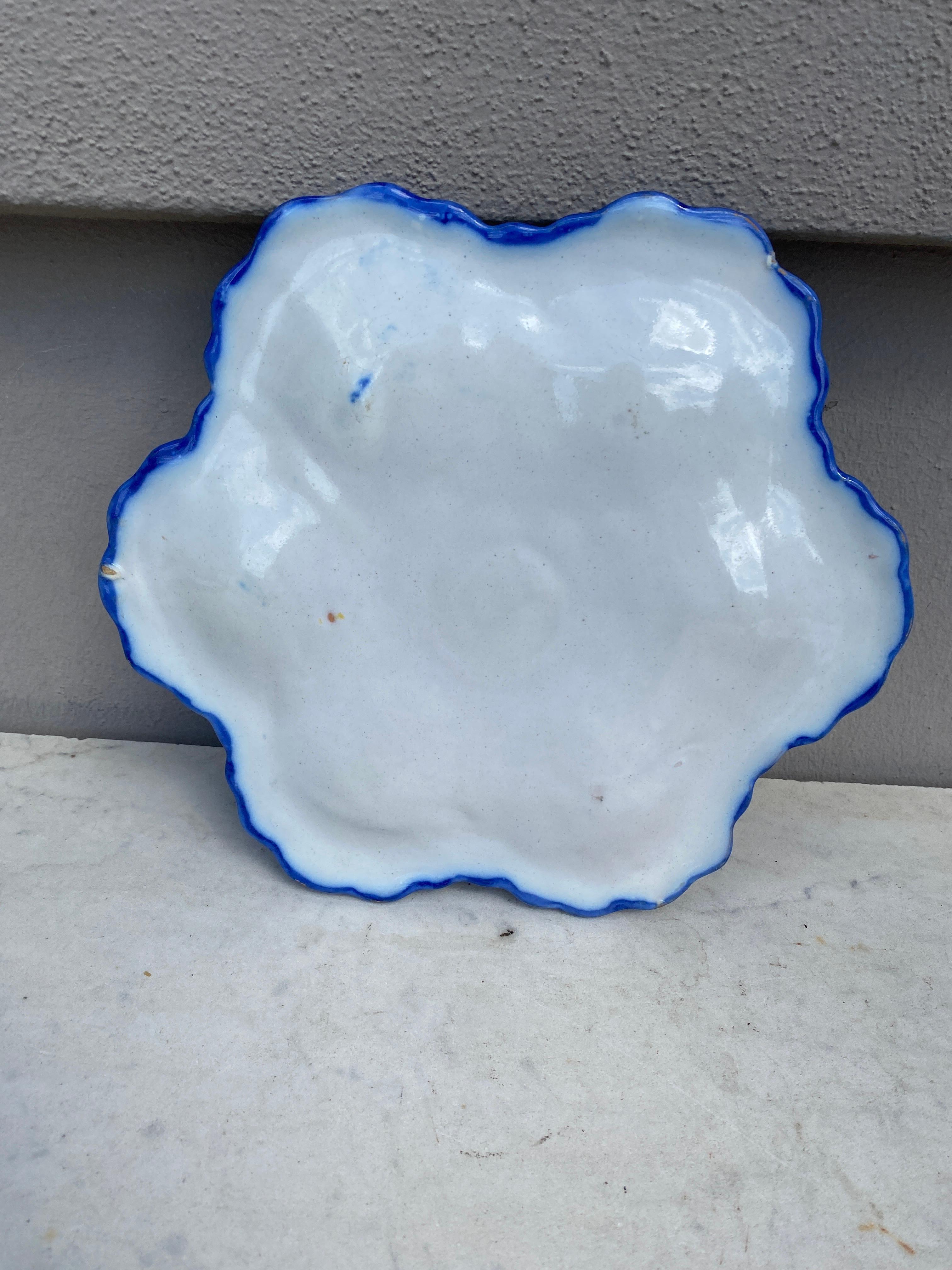 French Blue and White Faience Oyster Plate Moustiers Style, circa 1940 For Sale 1