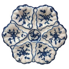 French Blue and White Faience Oyster Plate Moustiers Style, circa 1940