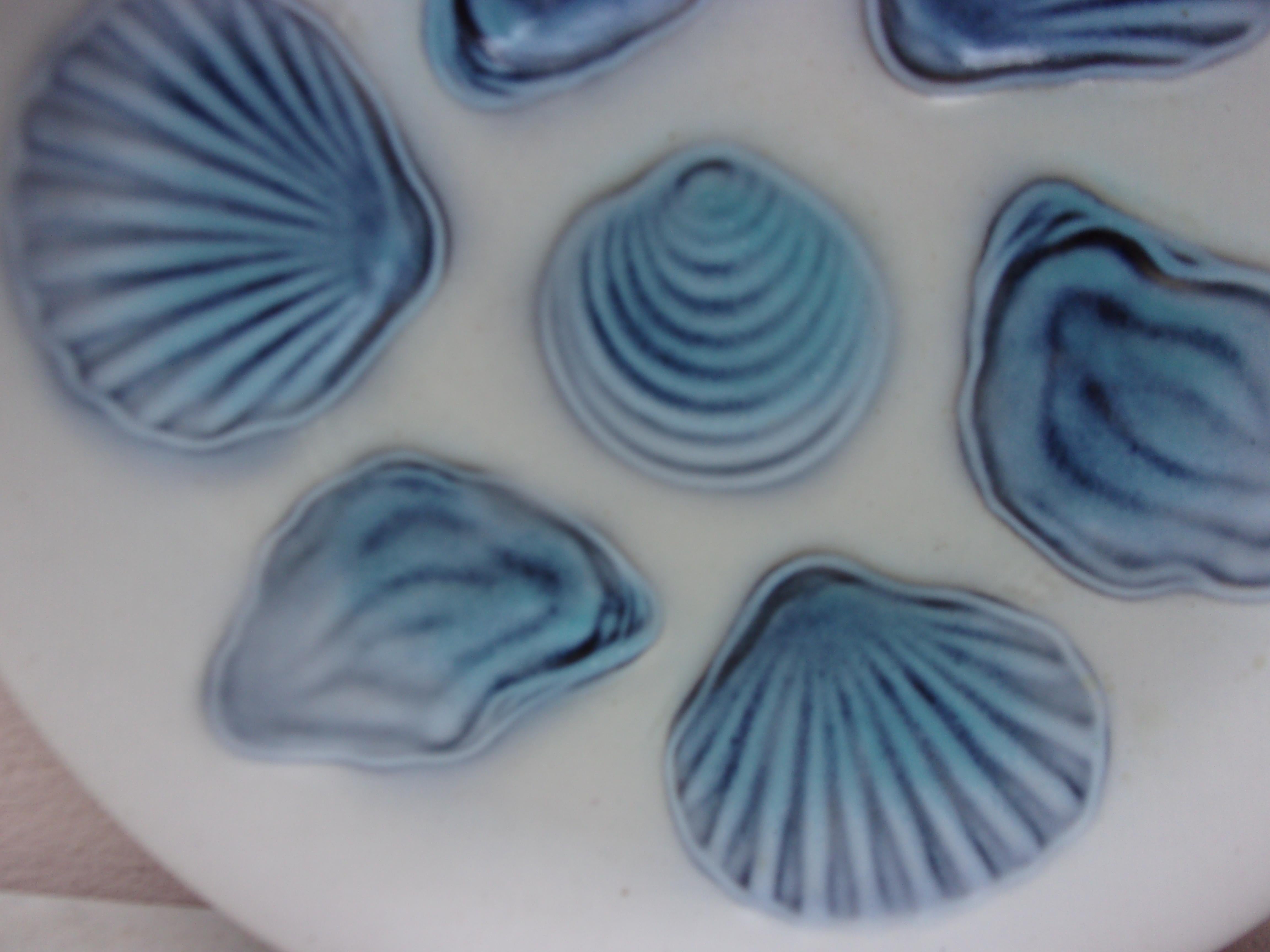 French Blue and White Majolica Oyster, circa 1950.