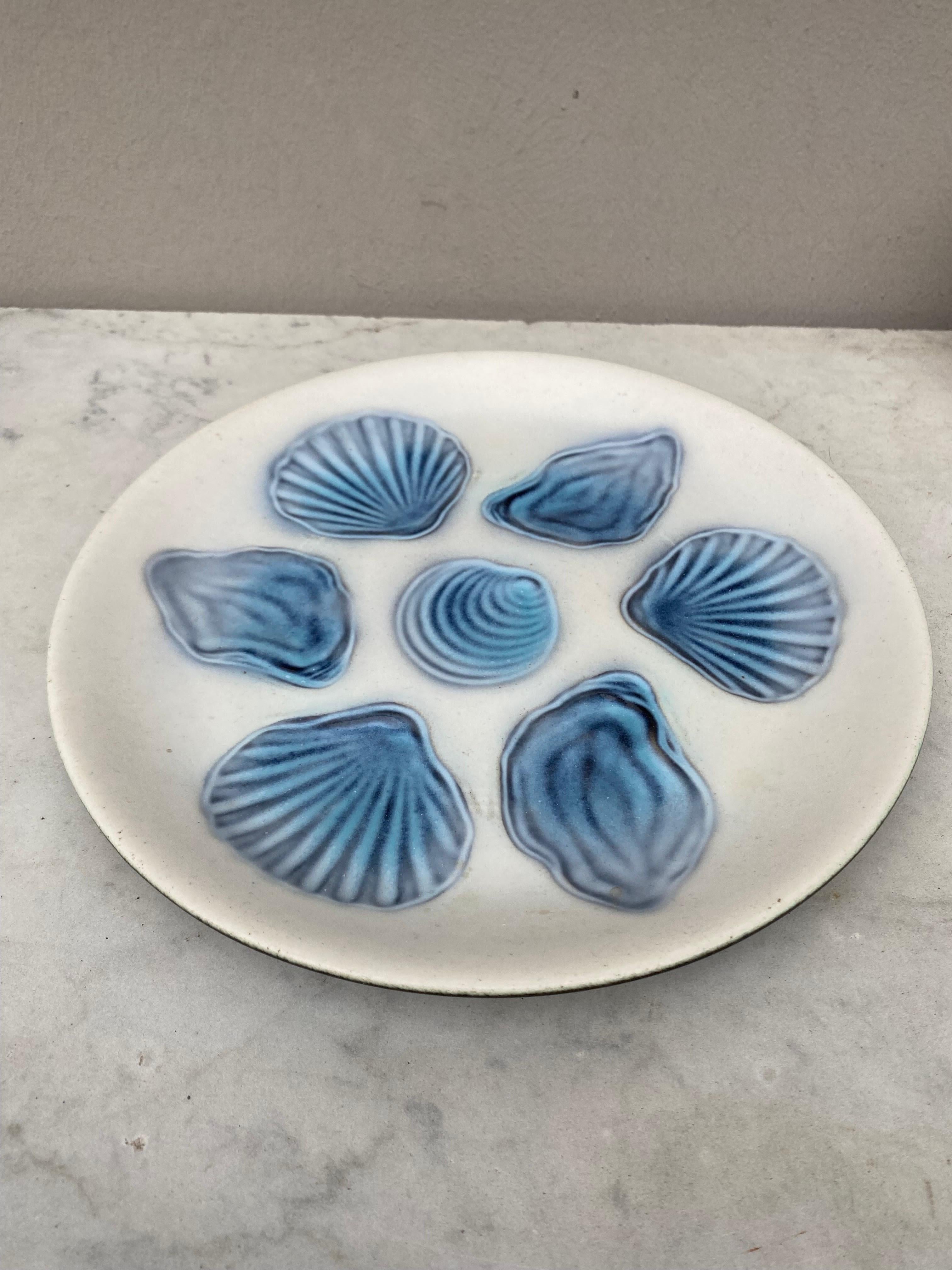 French blue and white Majolica oyster, circa 1950.