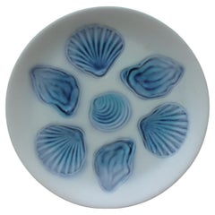 French Blue and White Majolica Oyster, circa 1950