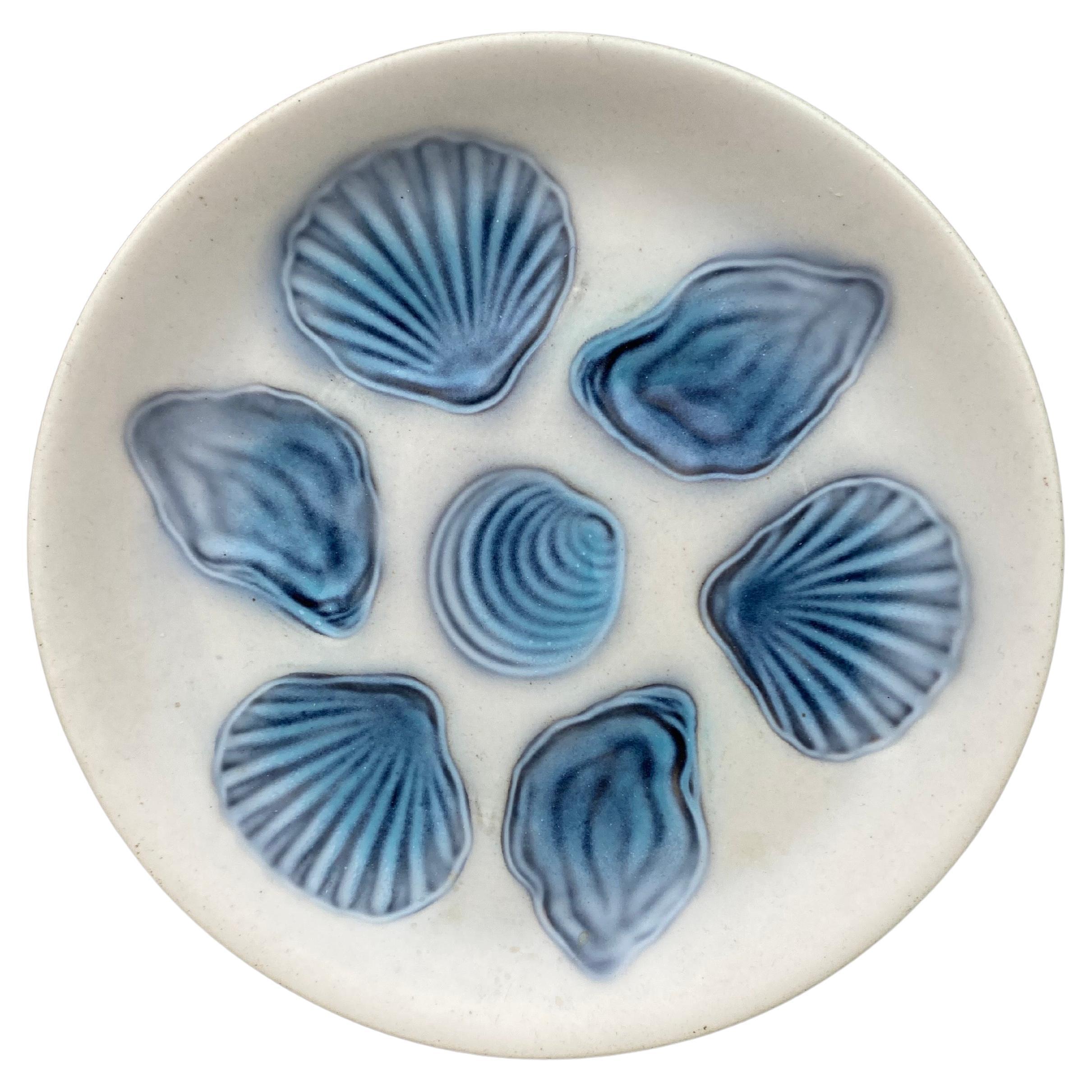 French Blue and White Majolica Oyster, circa 1950