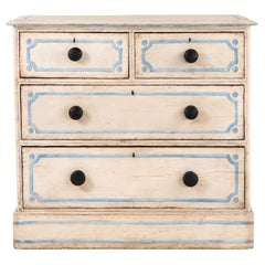 French Blue and White Painted Chest of Drawers, Late 19th Century