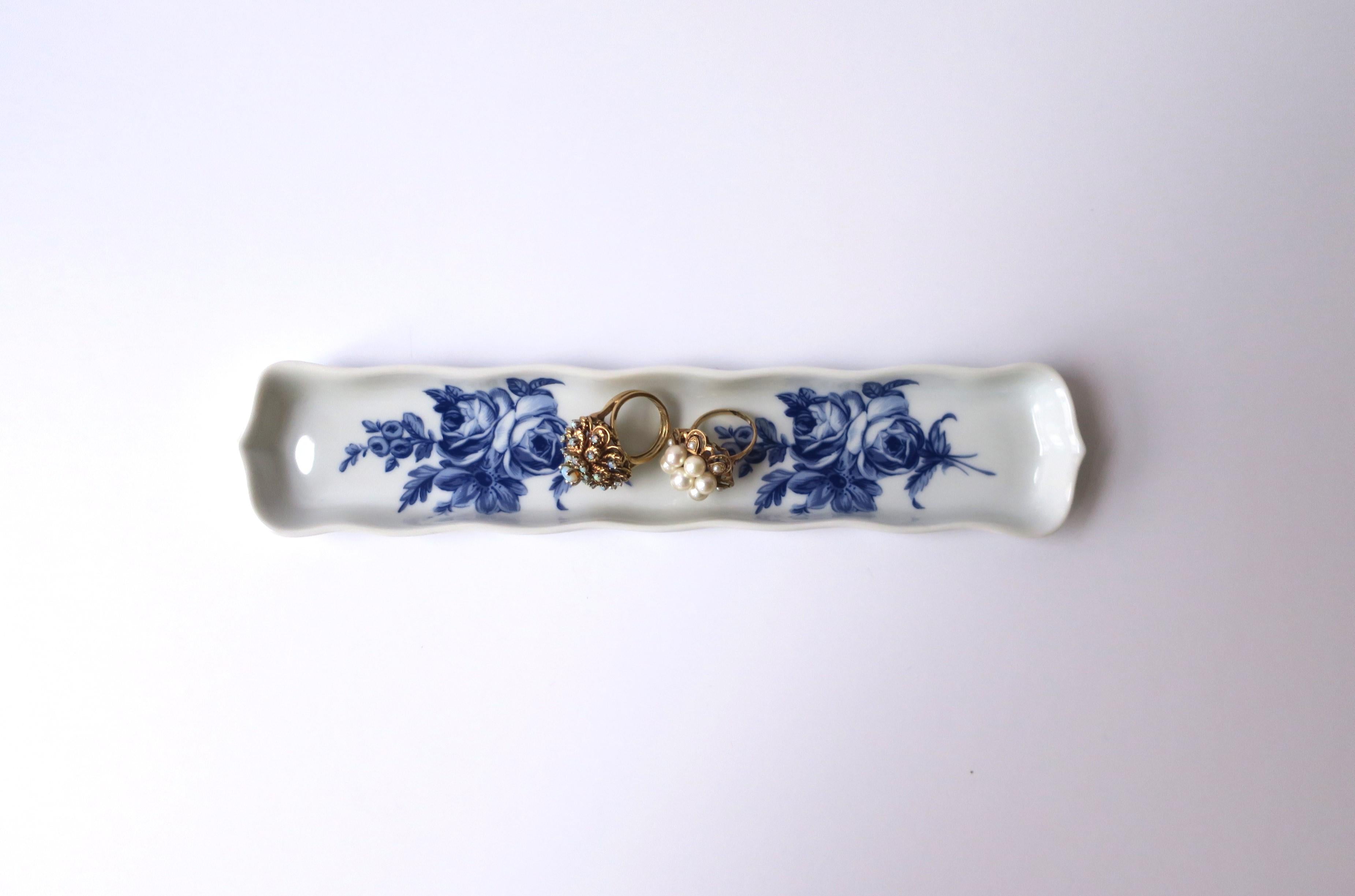 Rococo French Blue and White Porcelain Jewelry Dish 