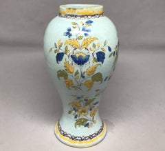 French Blue and Yellow Faience Vase
