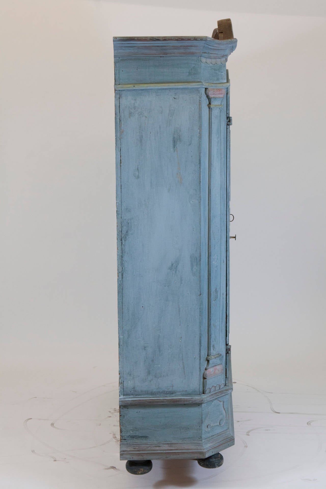 Carved French Blue Armoire