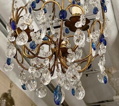 French Blue Beaded Chandelier