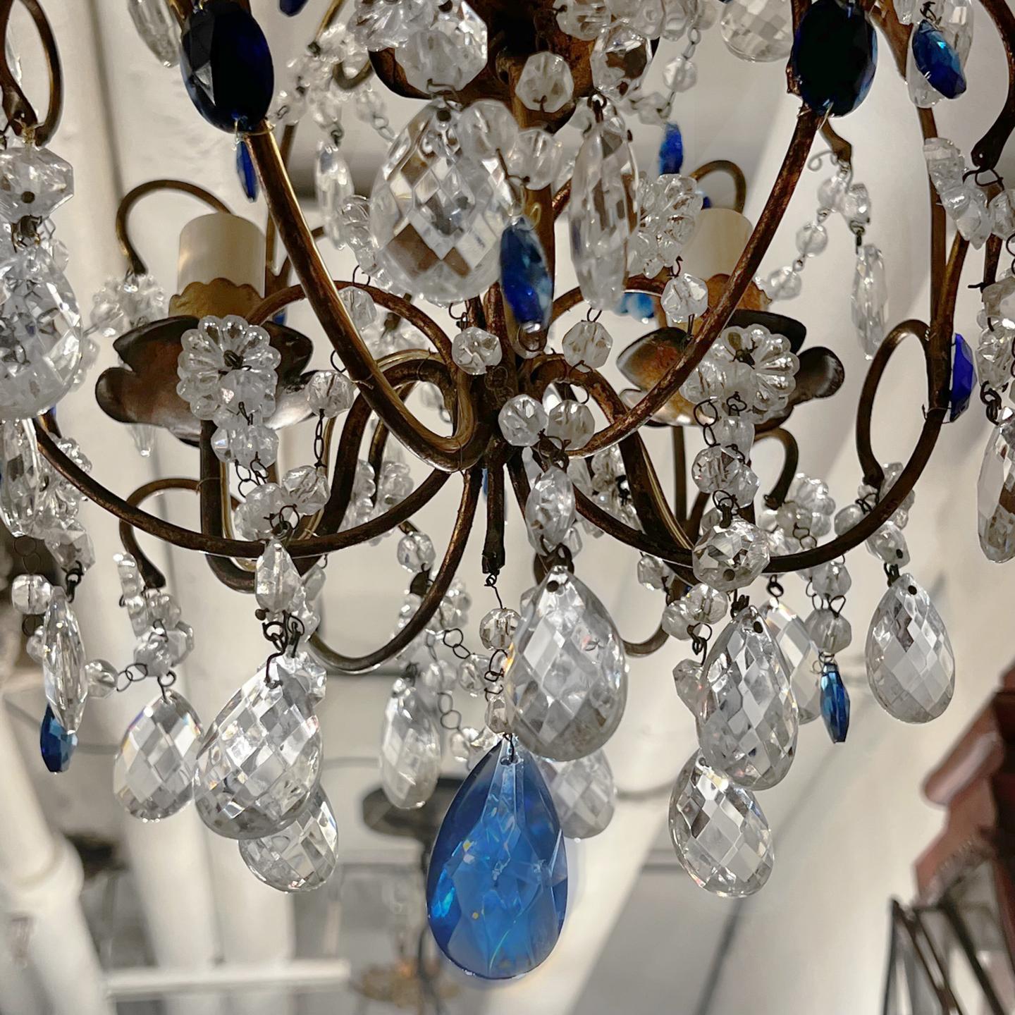 beaded chandelier blue