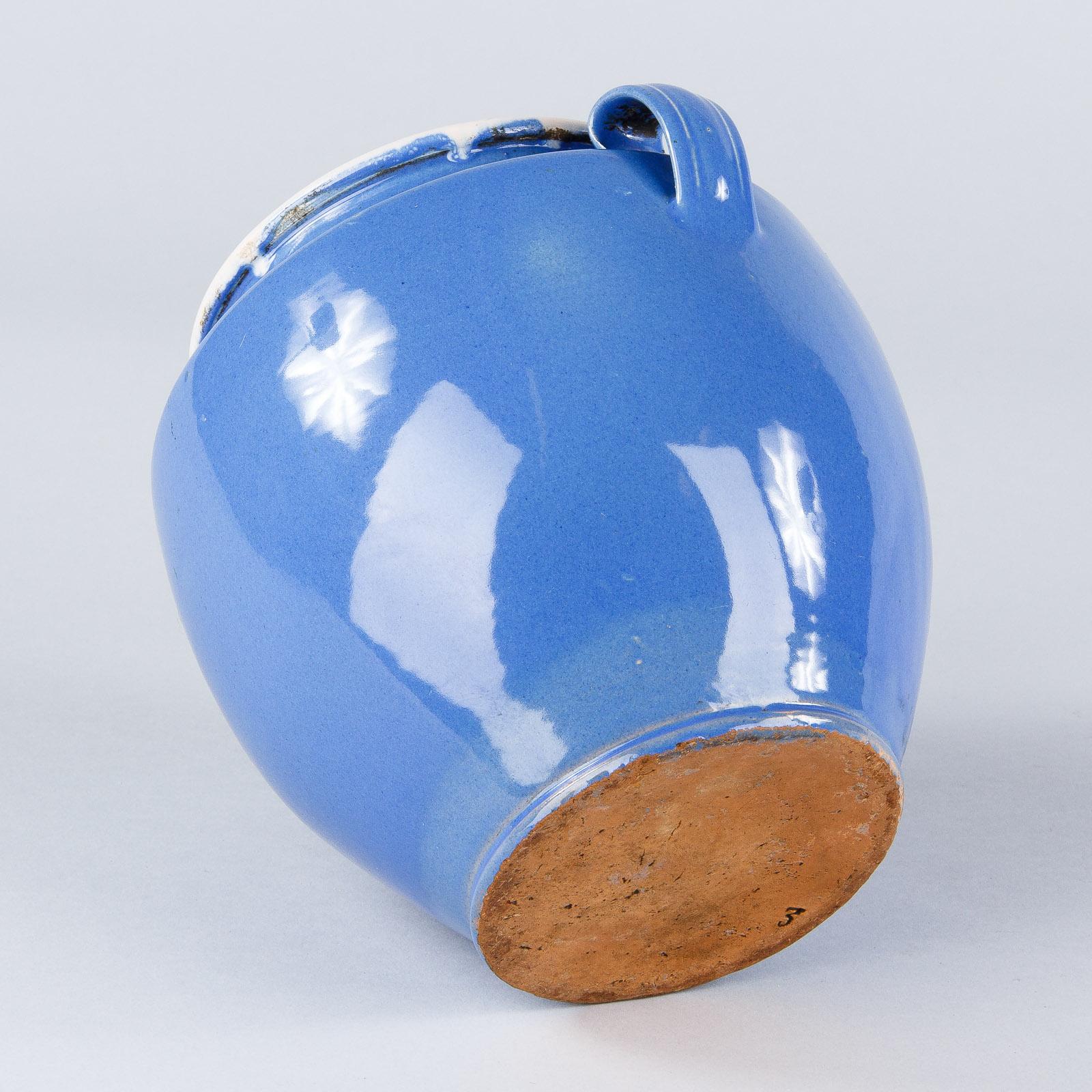 French Blue Ceramic Jar, 1930s 5