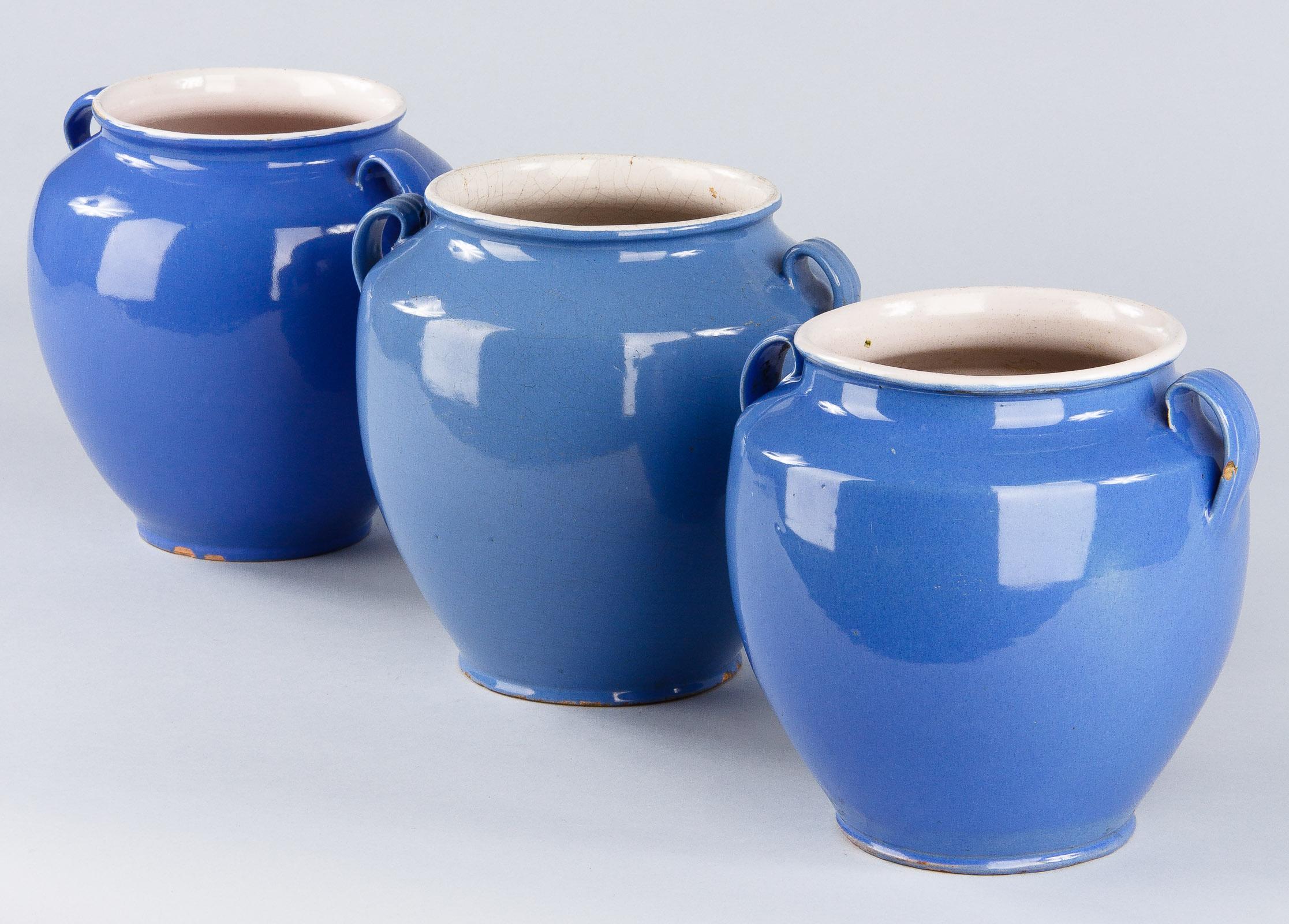 French Blue Ceramic Jar, 1930s 12