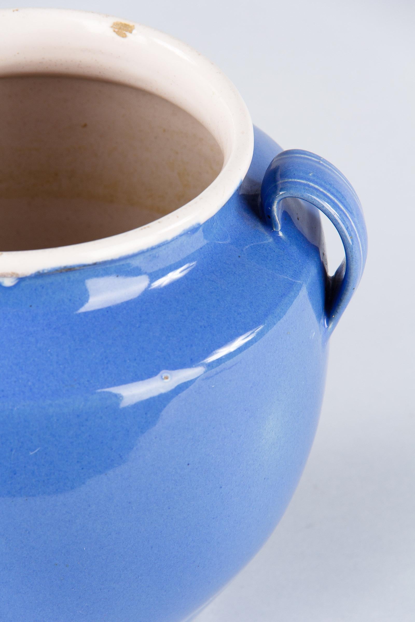 French Blue Ceramic Jar, 1930s 1