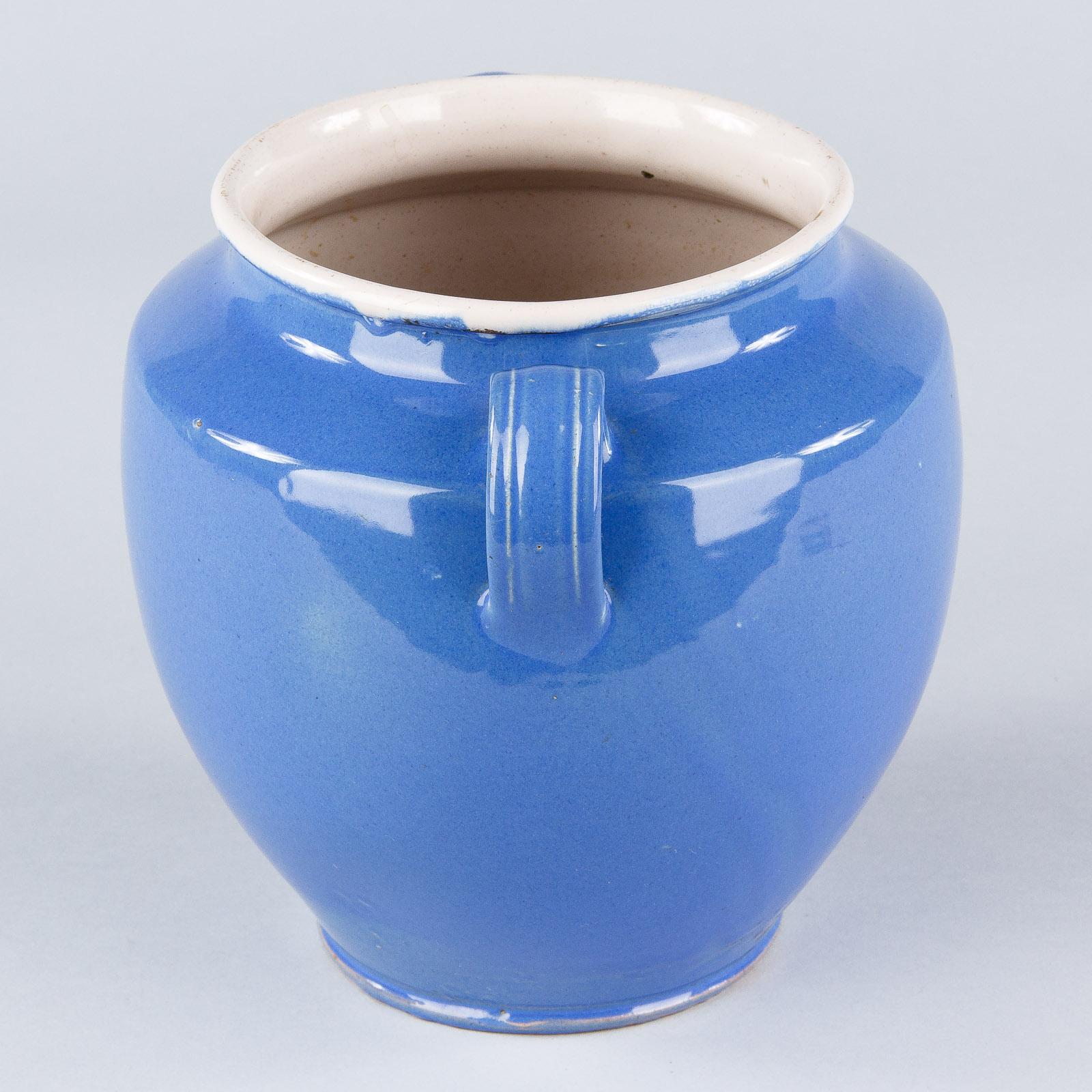 French Blue Ceramic Jar, 1930s 3
