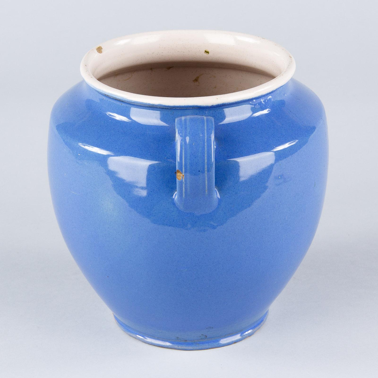 French Blue Ceramic Jar, 1930s 4