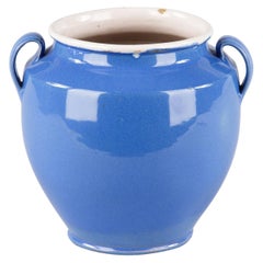 Vintage French Blue Ceramic Jar, 1930s