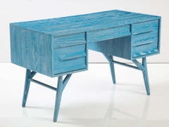 French Blue Cerused Oak Moderne Desk