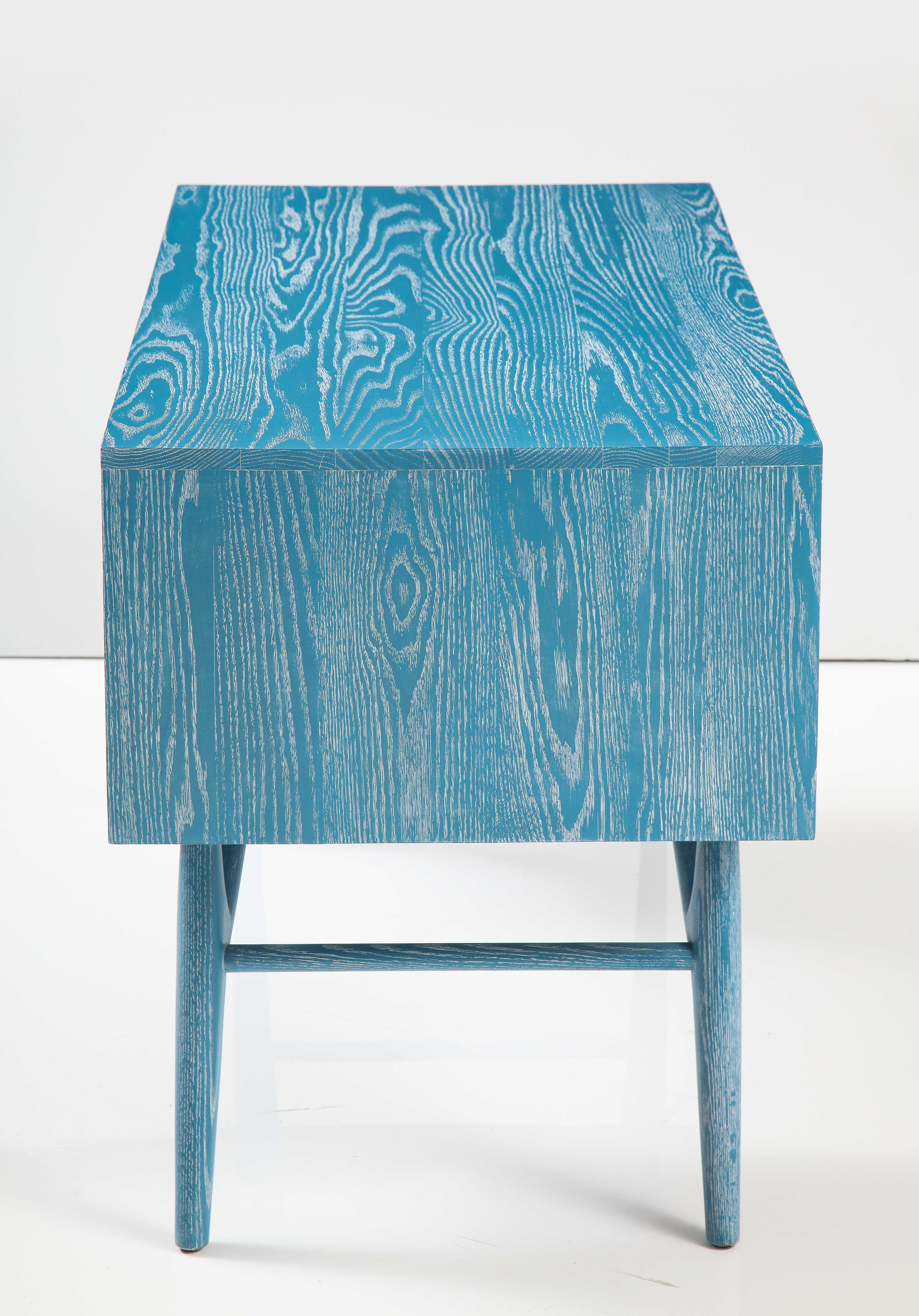 20th Century French Blue Cerused Oak Moderne Desk