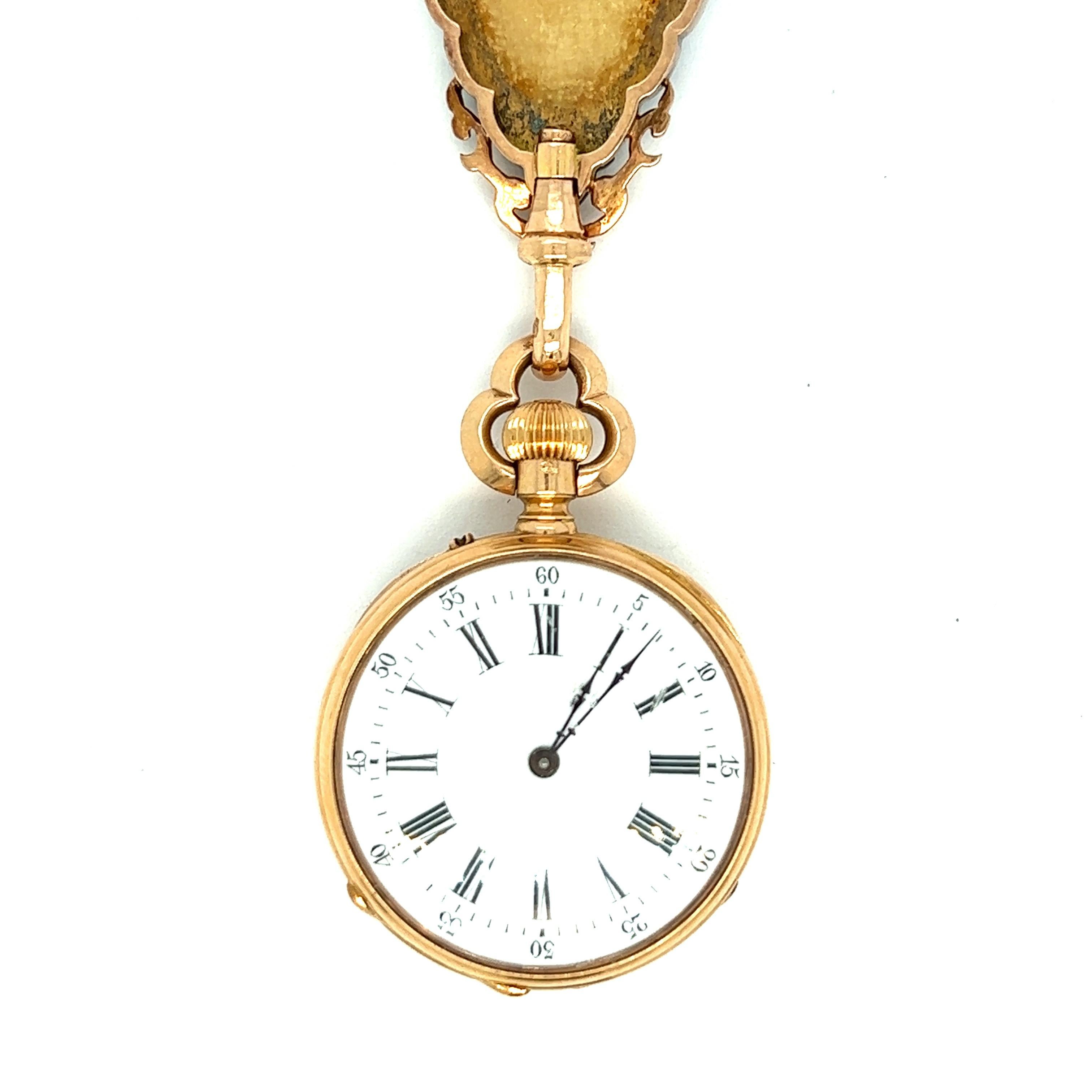 Reloj con colgante de diamantes y esmalte azul francés en venta 3