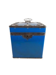 French Blue Enamel Napkin Box