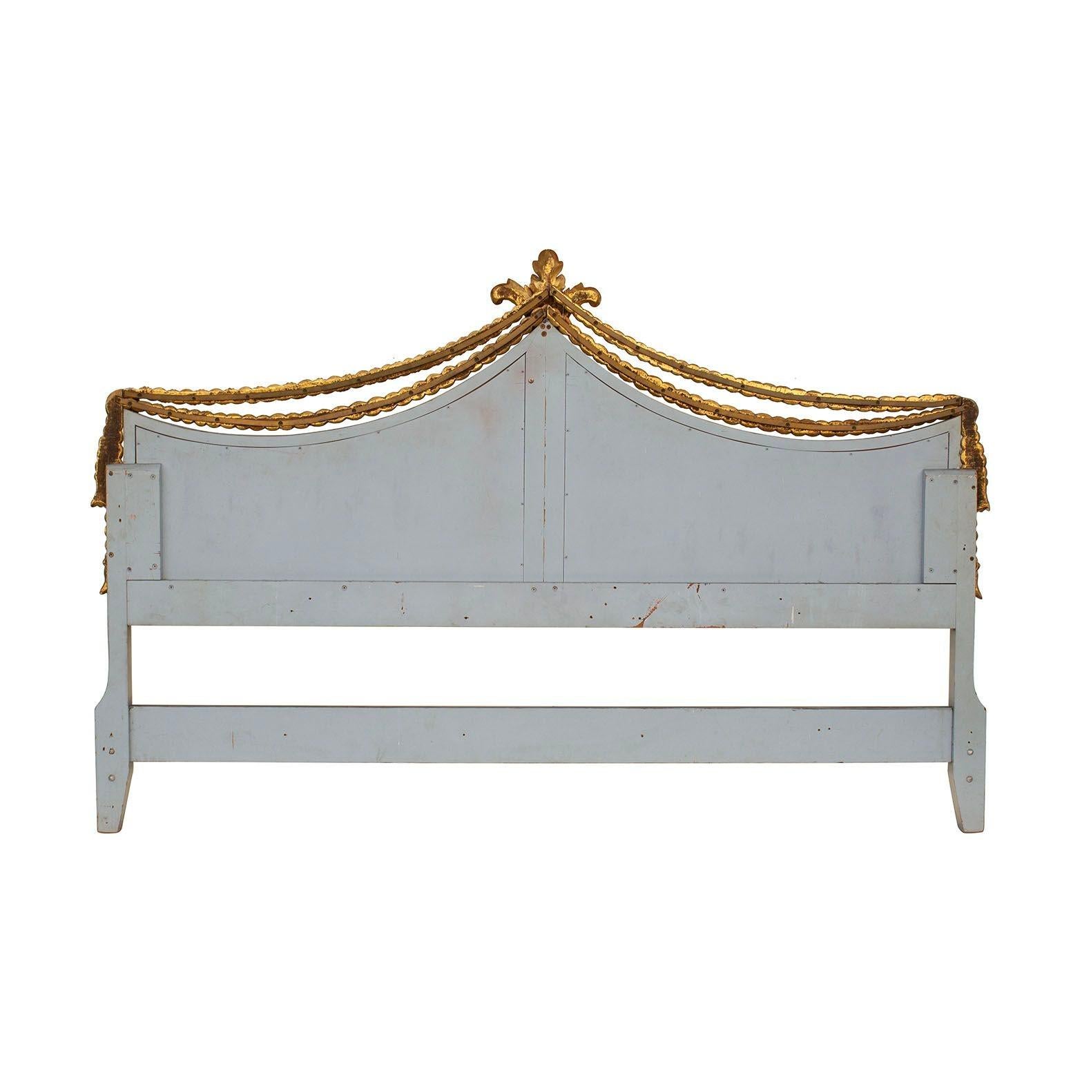 French Blue King Headboard with Fleur Detail by Karges 3
