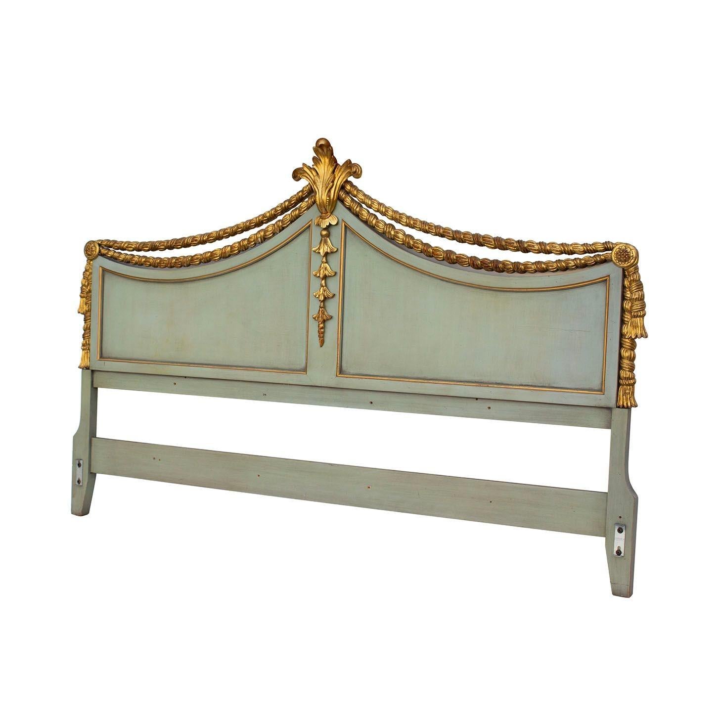 Empire Revival French Blue King Headboard with Fleur Detail by Karges