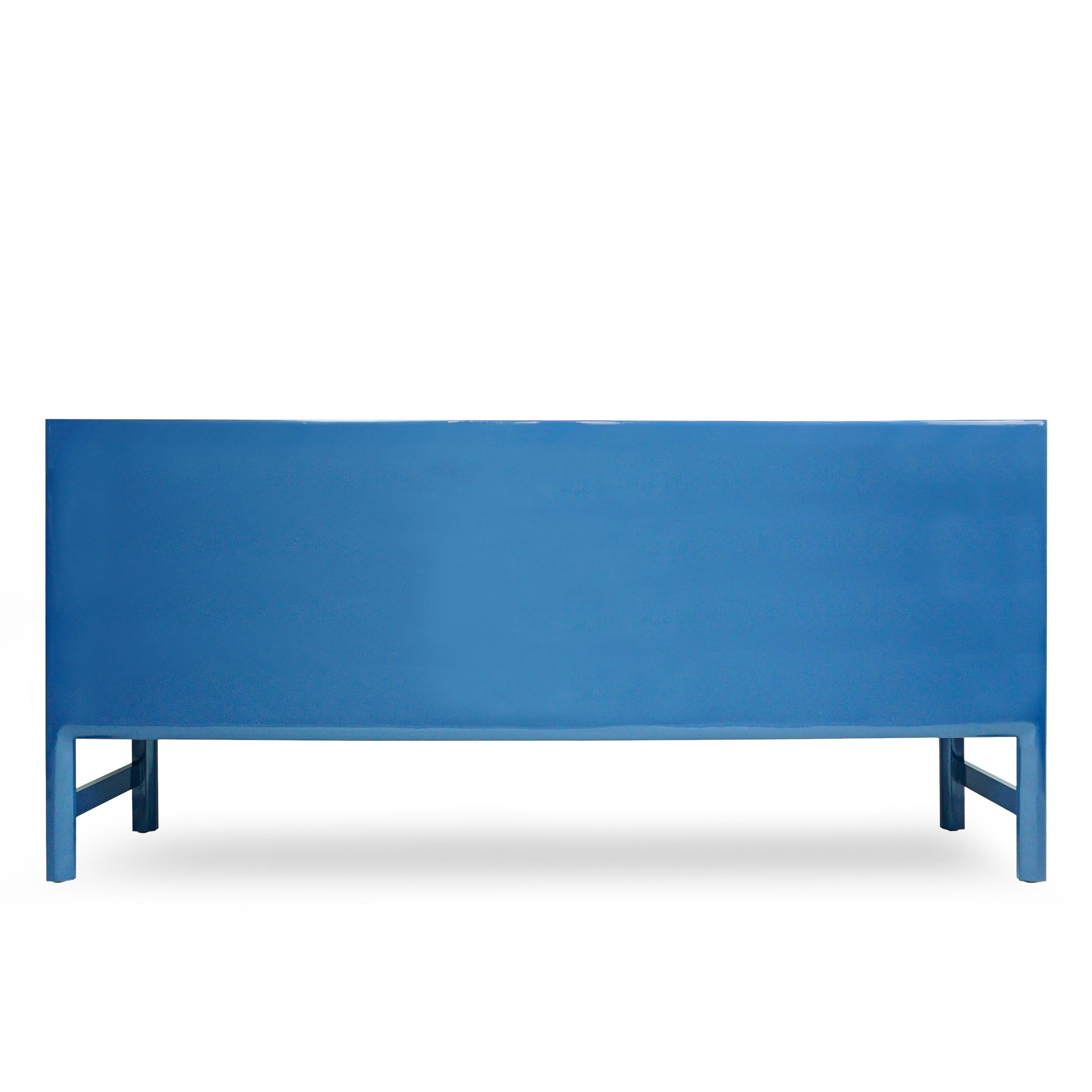 Buffet / Console en Laque Bleue Française, Personnalisable en vente 3
