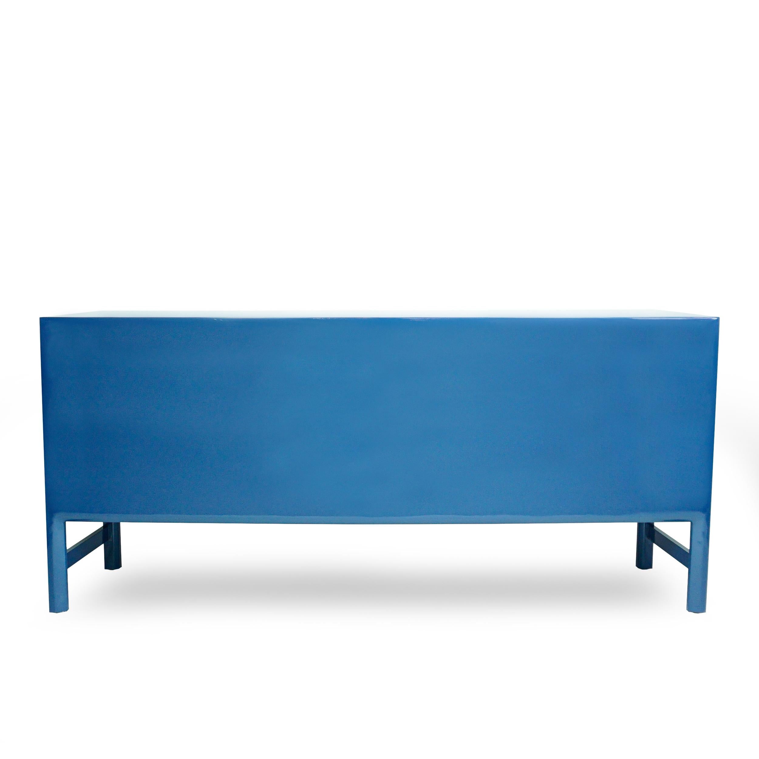 French Blue Lacquered Sideboard / Buffet / Console, Customizable For Sale 5