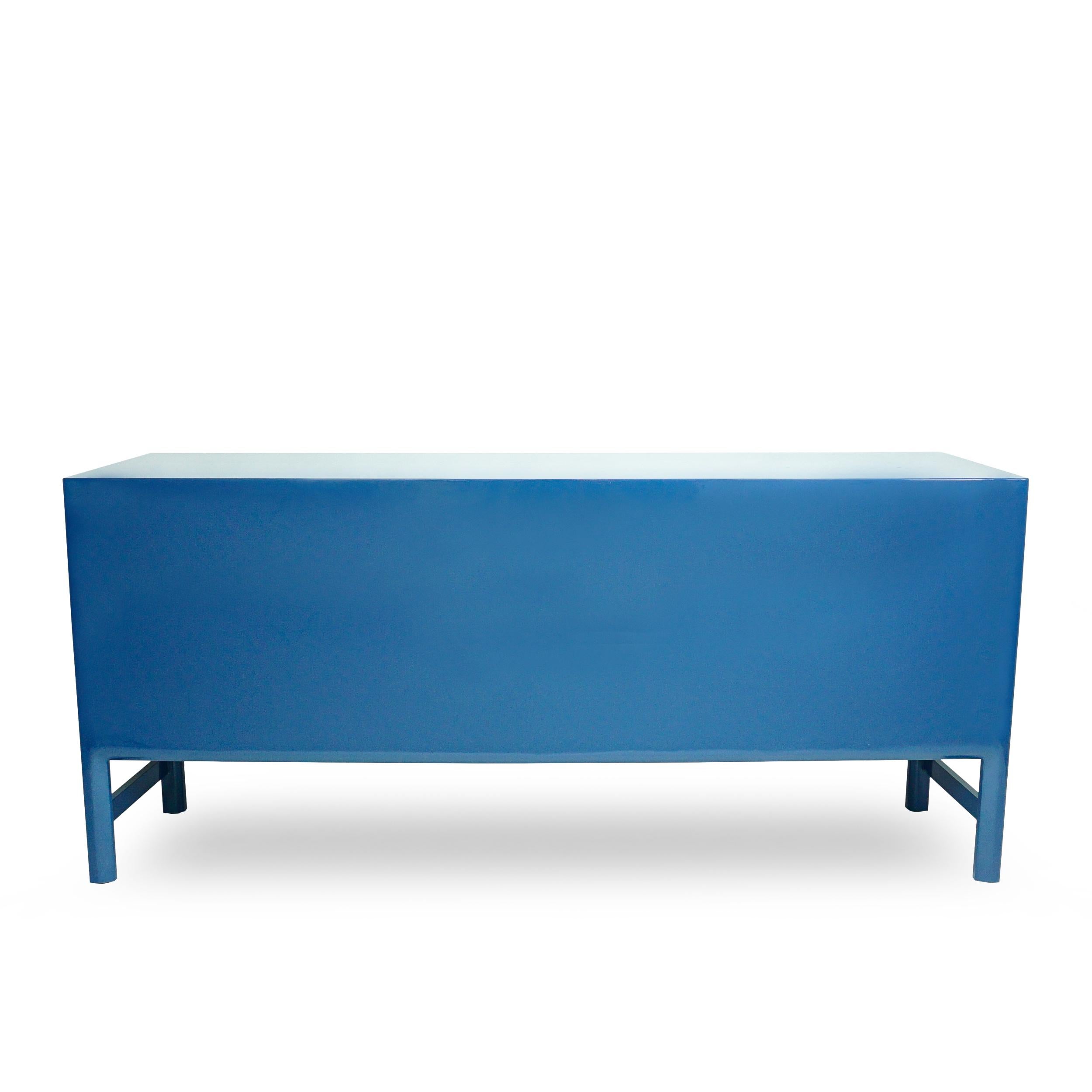 French Blue Lacquered Sideboard / Buffet / Console, Customizable For Sale 6