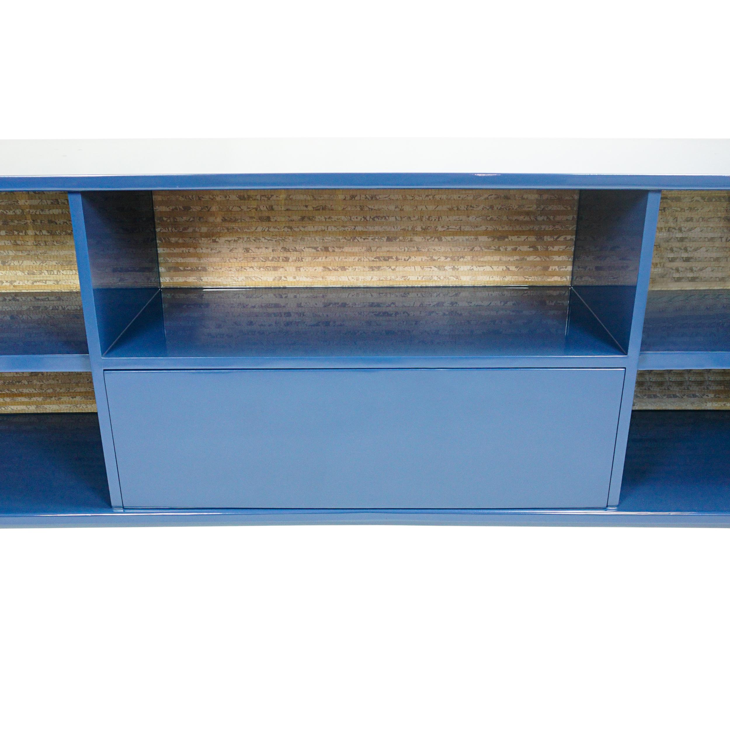 French Blue Lacquered Sideboard / Buffet / Console, Customizable For Sale 7