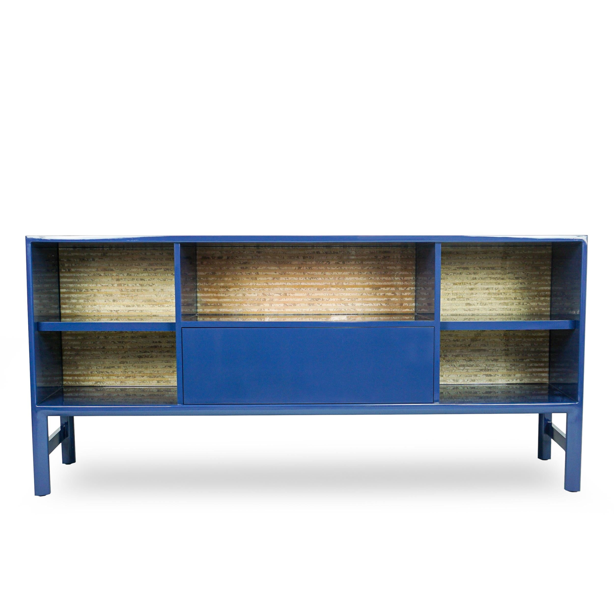 French Blue Lacquered Sideboard / Buffet / Console, Customizable In New Condition For Sale In Greenwich, CT