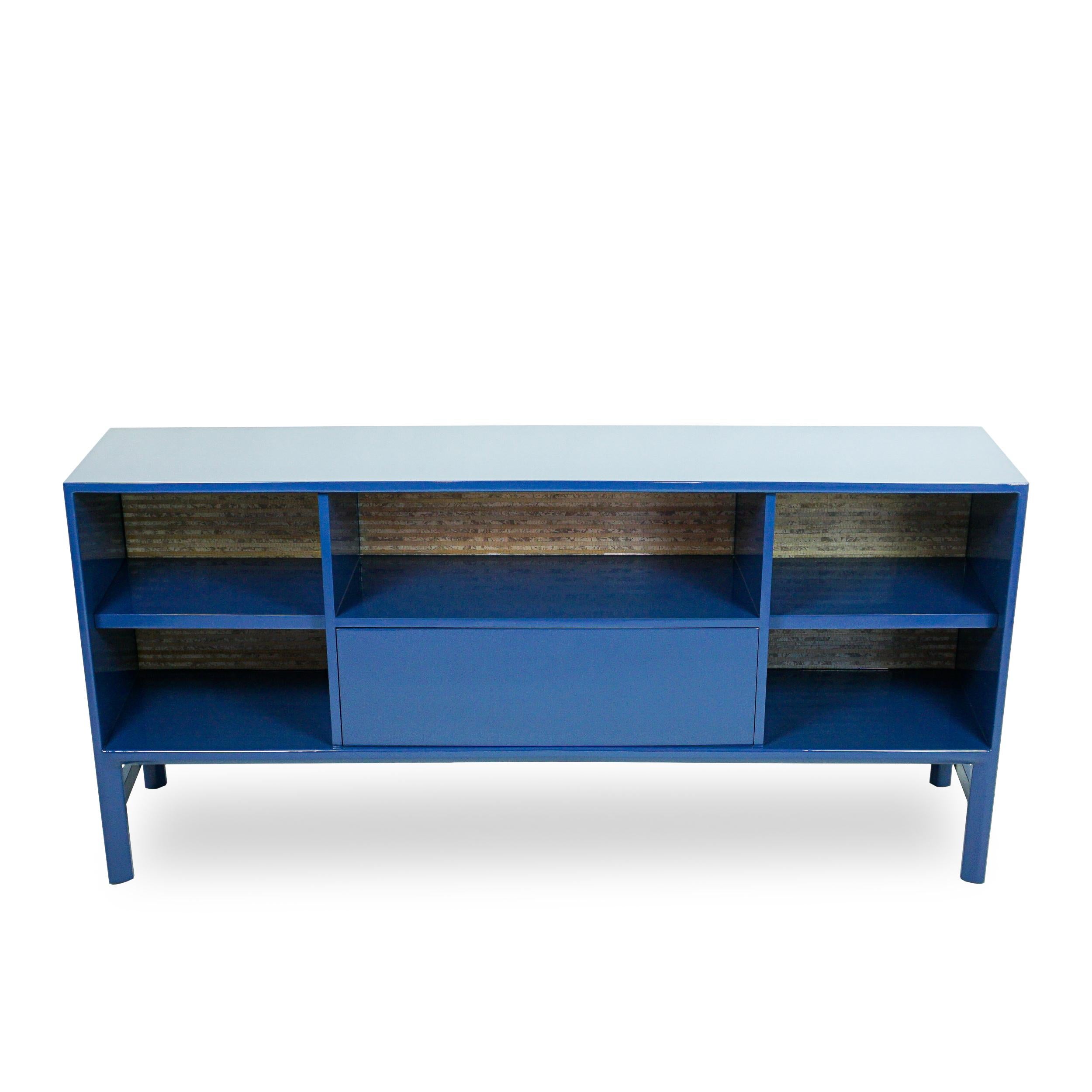 Maple French Blue Lacquered Sideboard / Buffet / Console, Customizable For Sale