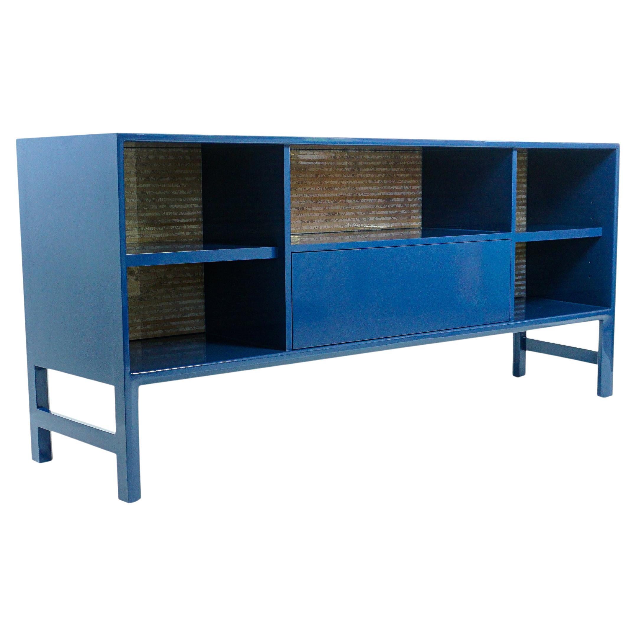 French Blue Lacquered Sideboard / Buffet / Console, Customizable For Sale