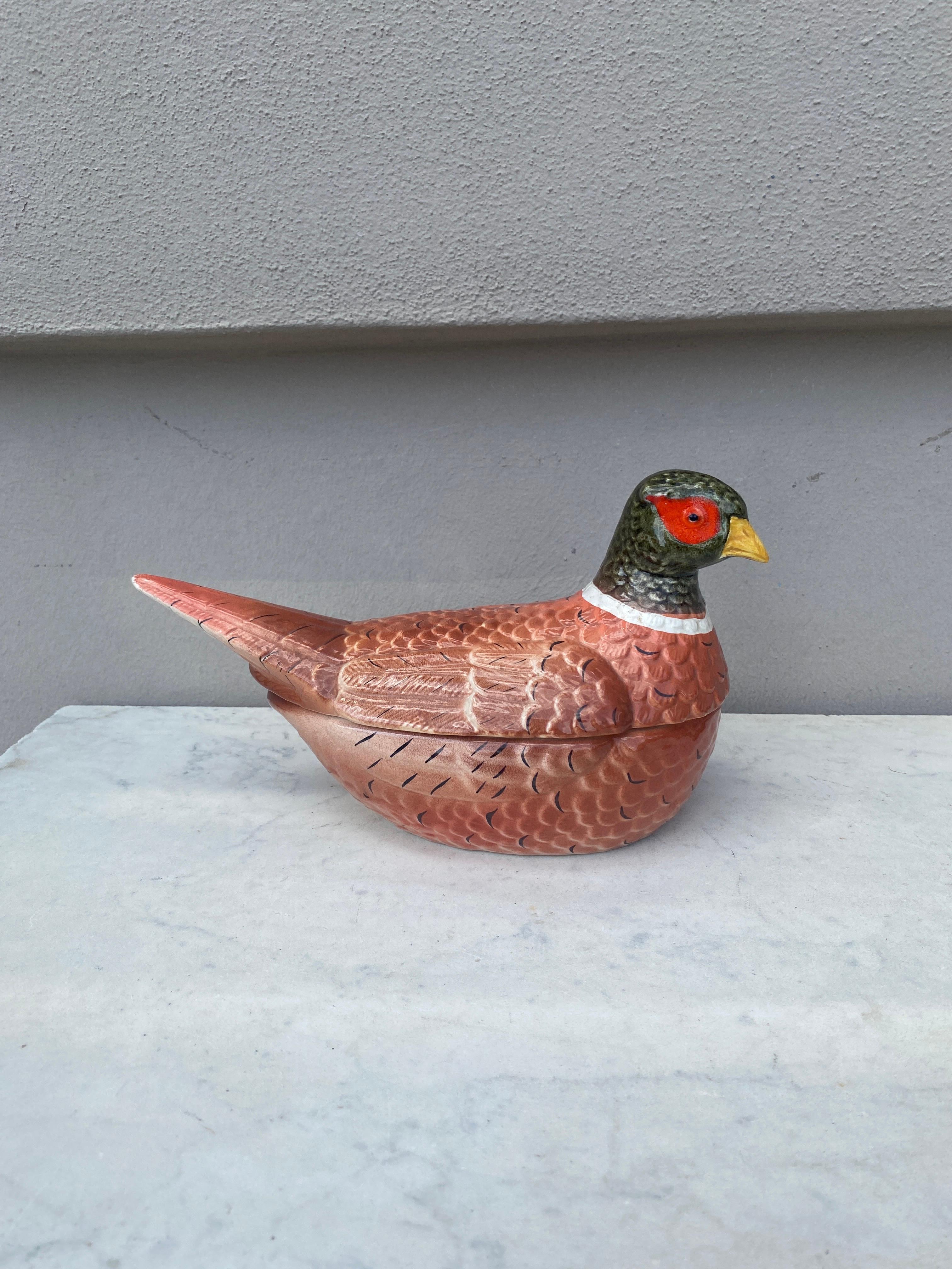 Rustic French Blue Majolica Pigeon Tureen, circa 1950